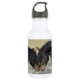 Two Brown Wild Horses Nuzzling 532 Ml Water Bottle