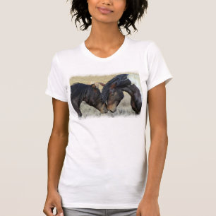 Two Brown Wild Horses Nuzzling T-Shirt