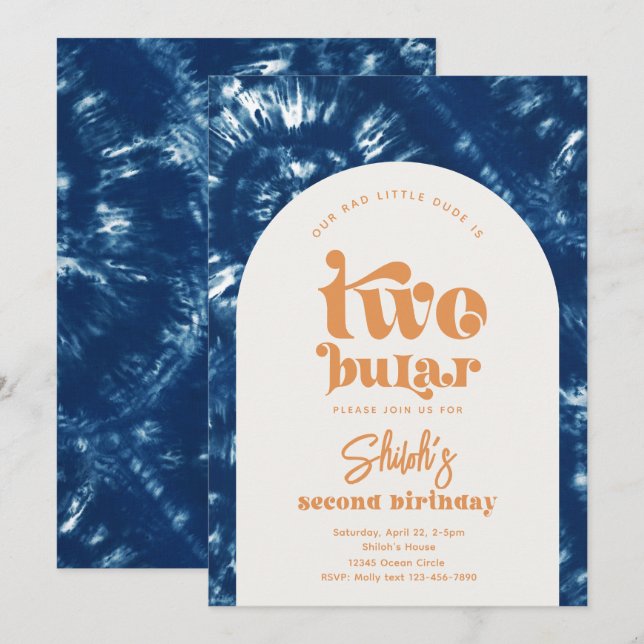 Two-Bular Birthday Invitation | Boy Surf (Front/Back)
