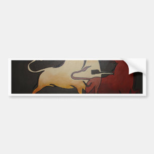 Two Bulls Fighting Bumper Sticker