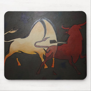 Two Bulls Fighting Mouse Pad