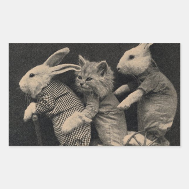 Two Bunnies and a Cat on a Scooter Sticker (Front)