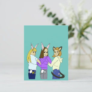 Two bunnies and a kitty