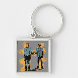 Two businessman shaking hands keychain