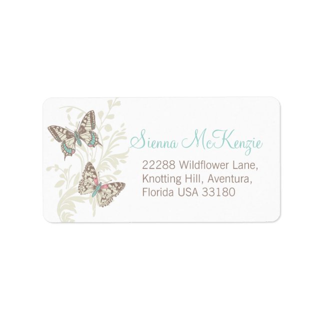 Two butterflies graphic wedding reply labels (Front)