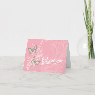 Two butterflies wedding thank you card