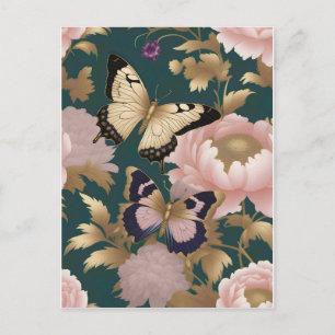 Two butterflies with intricate wing patterns postcard