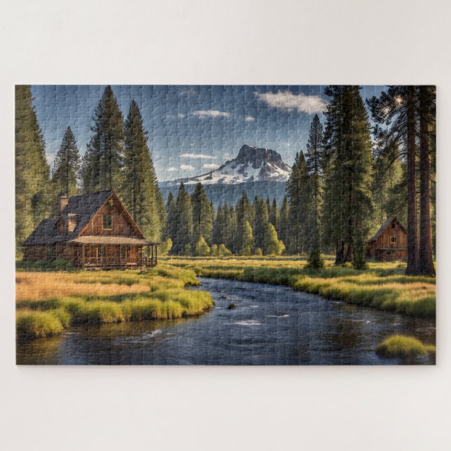 Two Cabins by the River Jigsaw Puzzle (Horizontal)