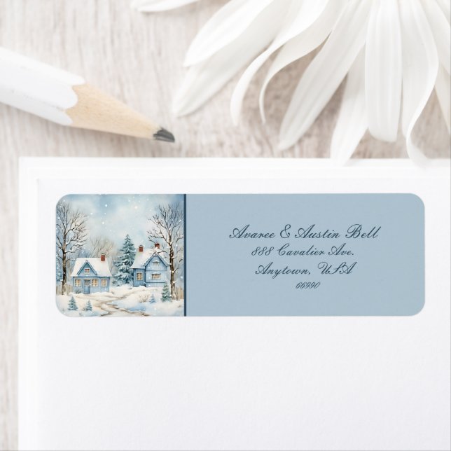 Two Cabins of Yesteryear Set Winter Blue Scene (Insitu)