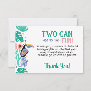 TWO-CAN (Toucan) 2nd Birthday  Thank You Card