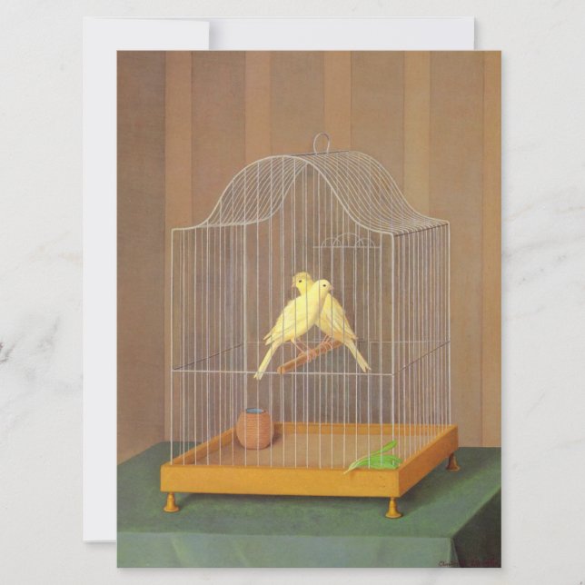 Two Canaries in a Cage (by Antonio Donghi) Card (Front)