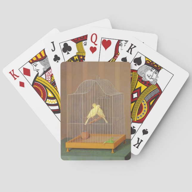 Two Canaries in a Cage (by Antonio Donghi) Playing Cards (Back)