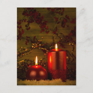 Two candles Christmas decoration Holiday Postcard