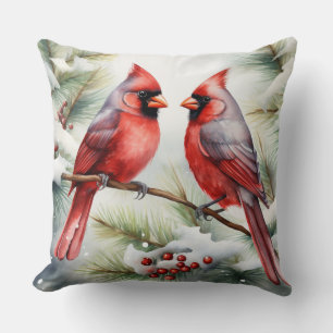 Two Cardinals Throw Pillow
