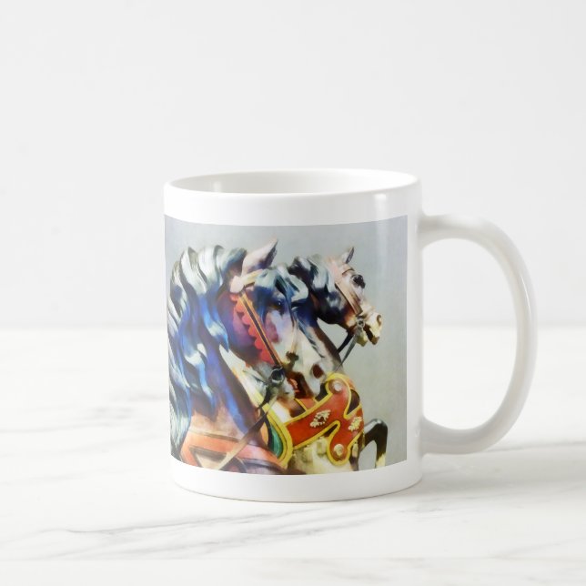 Two Carousel Horses Closeup Coffee Mug (Right)