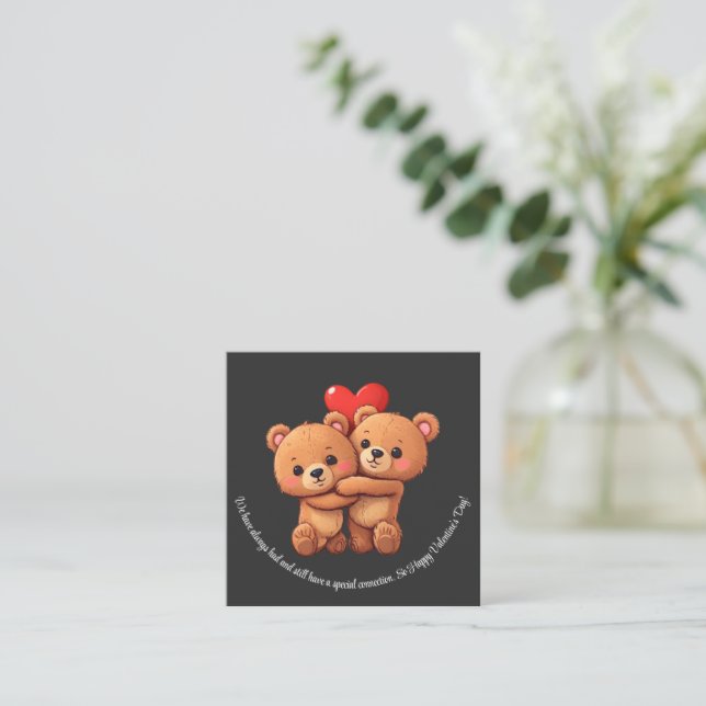 Two cartoon bears hugging. enclosure card (Standing Front)