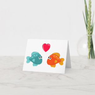 Two Cartoon Fish Love Heart Generic Any Use  Card