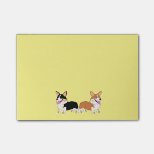 Two Cartoon Welsh Corgis Post-it Notes
