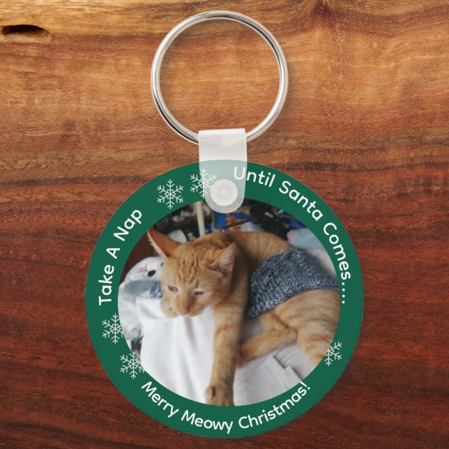 Two Cat Photos , Humor Text, Customize , Keychain (Back)