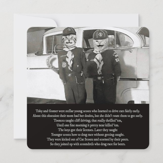 Two Cat Scouts Drive Down the Road to Perdition Card (Front)