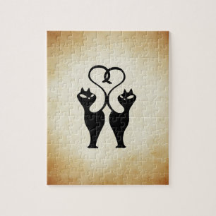 Two Cat Silhouette Jigsaw Puzzle