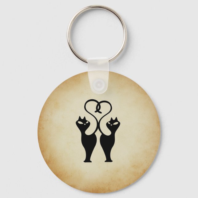 Two Cat Silhouette Keychain (Front)