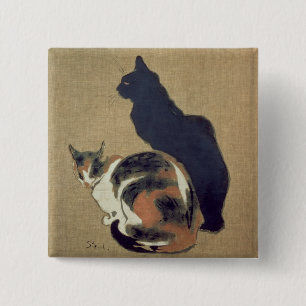 Two Cats, 1894 2 Inch Square Button