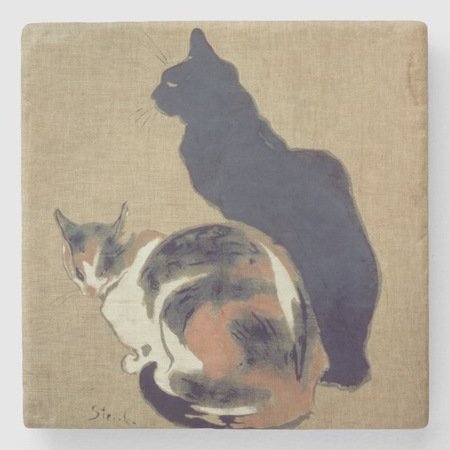 Two Cats, 1894 Stone Coaster (Front)