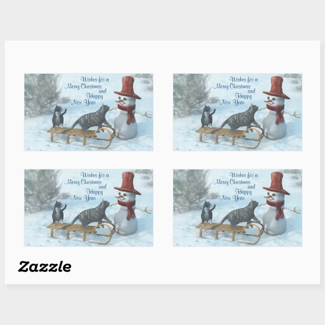 Two Cats and a Snowman Sticker (Sheet)