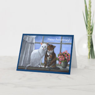 TWO CATS: Annniversary:  PASTEL ART Card