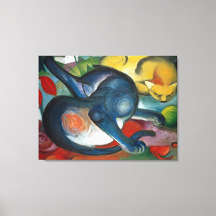 Two cats, blue and yellow by Franz Marc (1912) Canvas Print