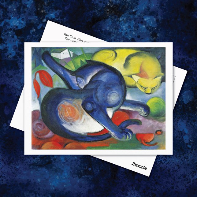 Two Cats Blue Yellow Franz Marc Postcard (Creator Uploaded)