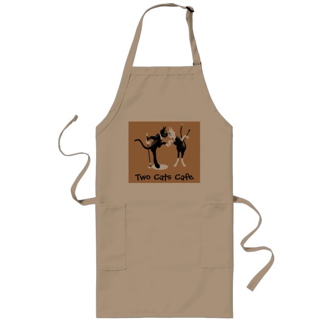 Two Cats Cafe Long Apron (Front)