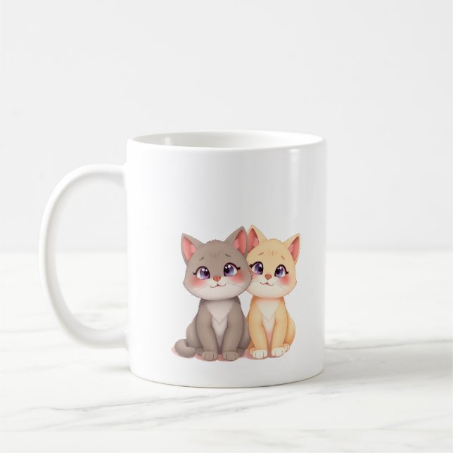 Two Cats Ceramic Mug (Left)