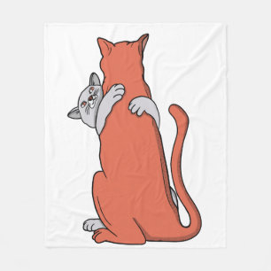 Two Cats Embrace Friendship Fleece Blanket