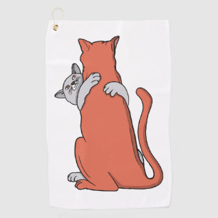 Two Cats Embrace Friendship Golf Towel