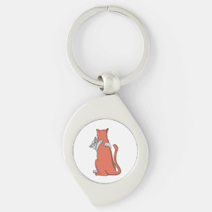 Two Cats Embrace Friendship Keychain