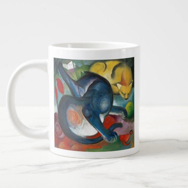 Two Cats, Franz Marc 1912 Large Coffee Mug (Left)