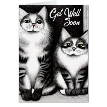 Two Cats Get Well Soon Greeting Card