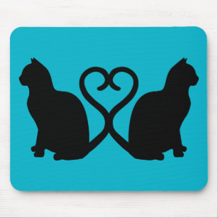 Two Cats Heart Silhouette Mousepad