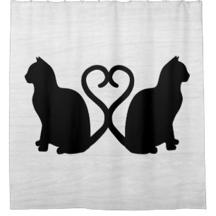 Two Cats Heart Silhouette on White Texture