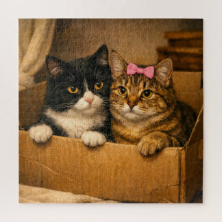 Two Cats in a Cardboard Box – Cozy Pet Puzzle