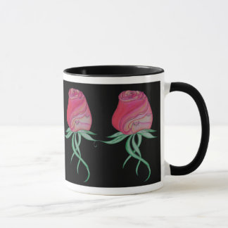 Two Cats in a Rose-Black Mug