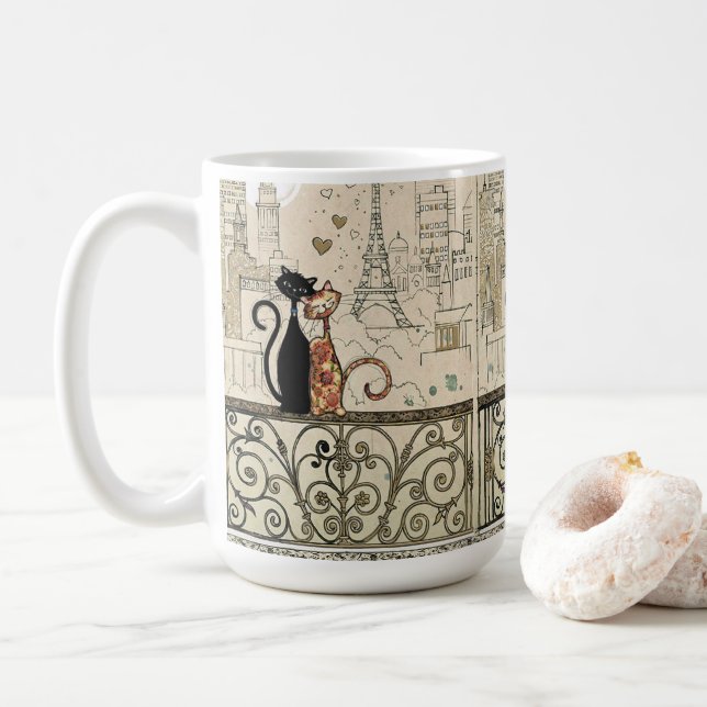 Two Cats in Love Coffee Mug (With Donut)
