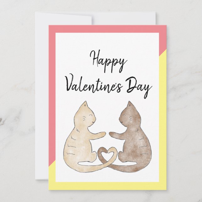 Two Cats In Love - Happy Valentine's Day Card (Front)
