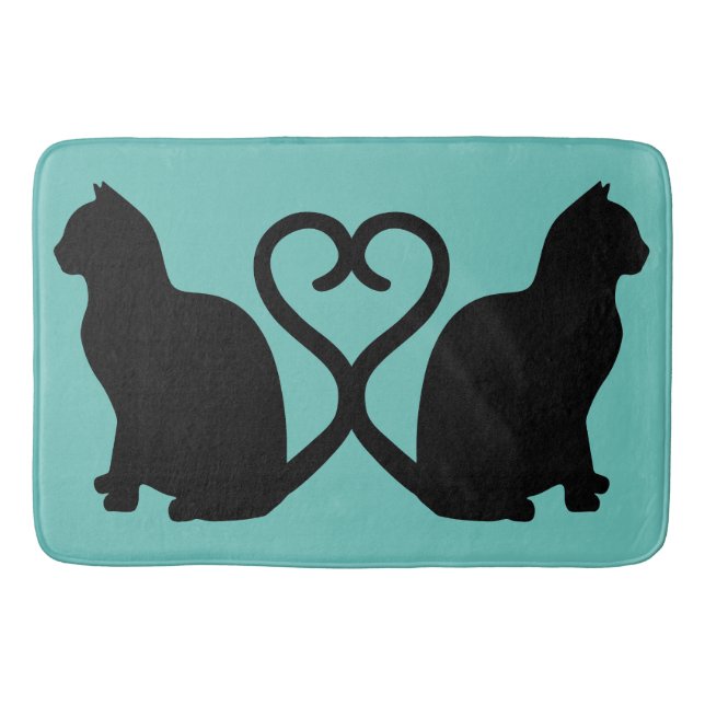 Two Cats in Love Silhouette Bath Mat (Front)