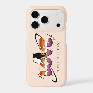 Two Cats In Love Sunset Lesbian Flag