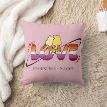 Two Cats In Love Sunset Lesbian Flag