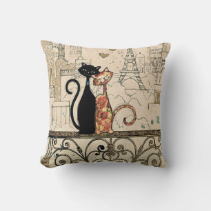 Two Cats in Love Throw Pillow