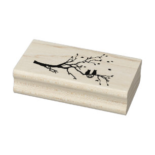 Two Cats in Love Tree Silhouette Rubber Stamp